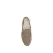 Brunello Cucinelli Gray Calf Leather Slip-On Loafers