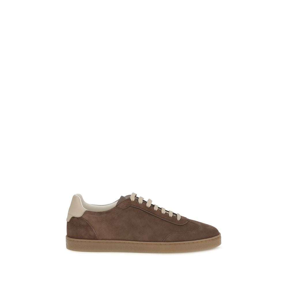 Brunello Cucinelli Beige Calf Leather Low Top Sneakers