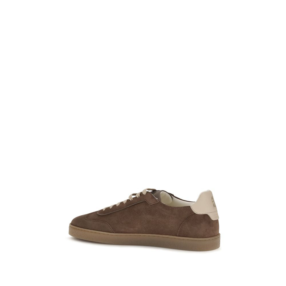 Brunello Cucinelli Beige Calf Leather Low Top Sneakers