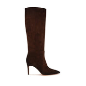 Santoni Brown Calf Leather High Heel Boots