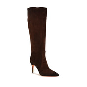 Santoni Brown Calf Leather High Heel Boots