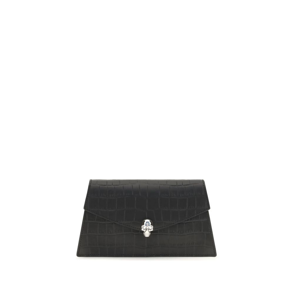 Alexander McQueen Black Calf Leather Mini Skull Clutch