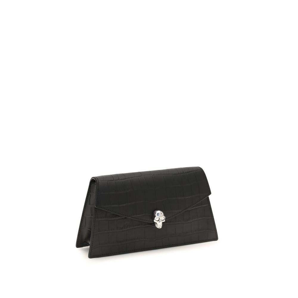 Alexander McQueen Black Calf Leather Mini Skull Clutch