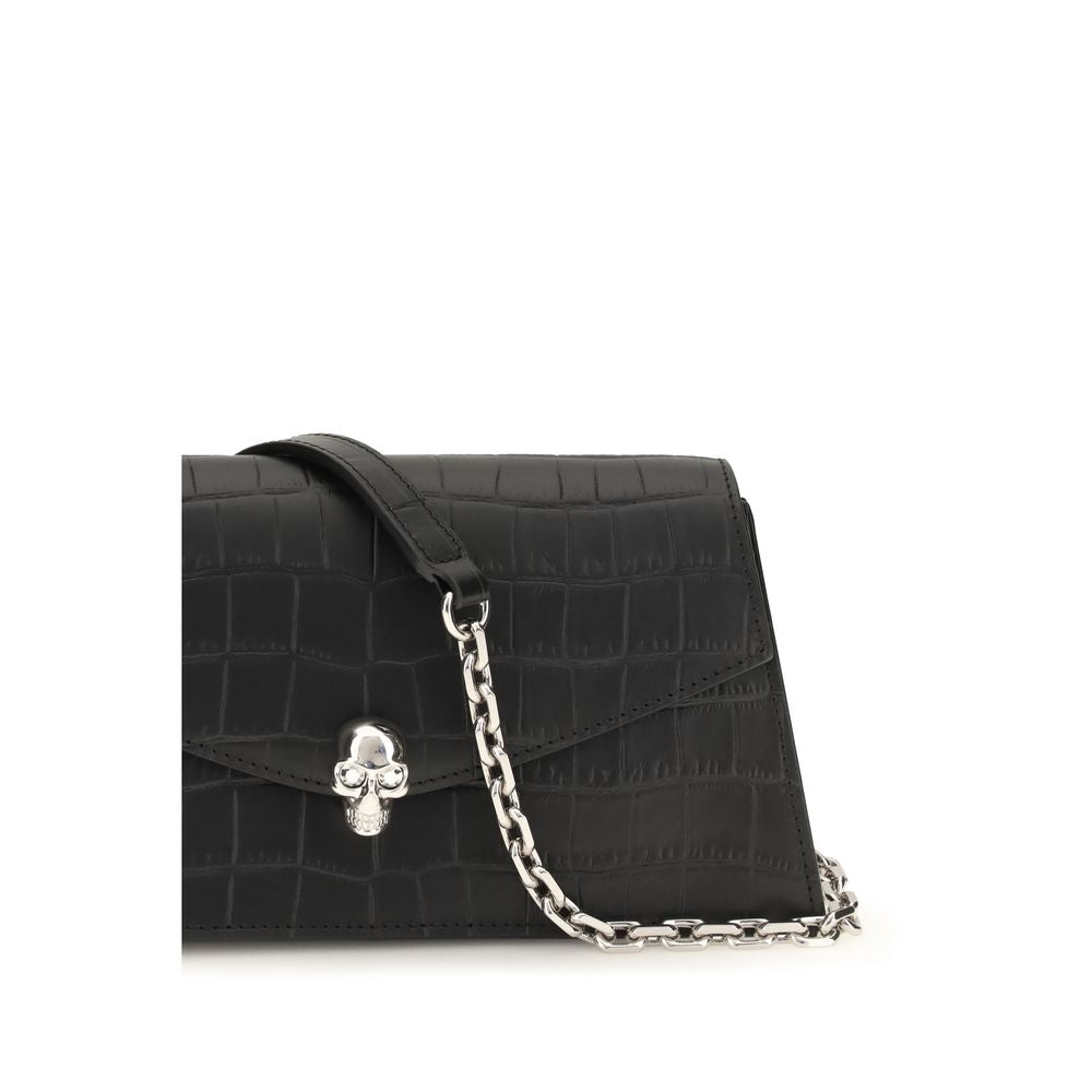 Alexander McQueen Black Calf Leather Mini Skull Clutch