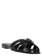 Saint Laurent Black Calfskin Slides