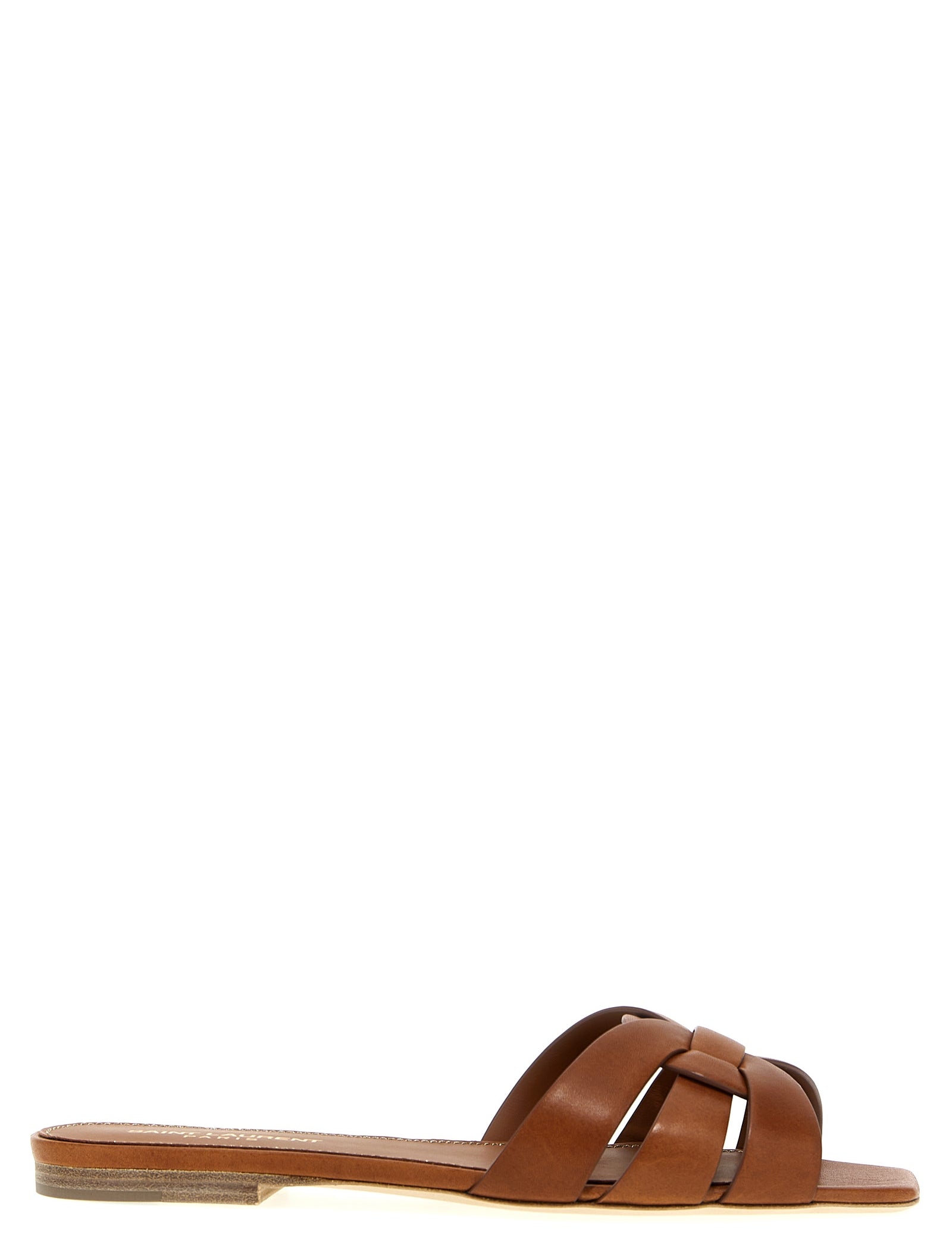 Saint Laurent Brown Calfskin Slides