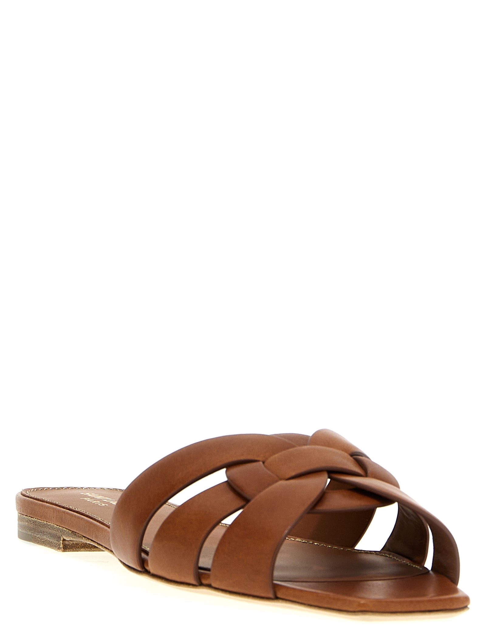 Saint Laurent Brown Calfskin Slides