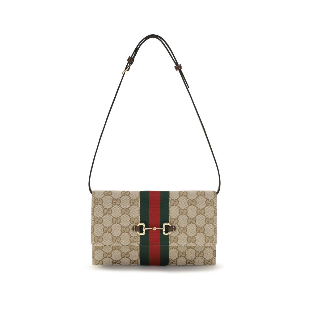 Gucci Brown Fabric Wallet with Shoulder Strap
