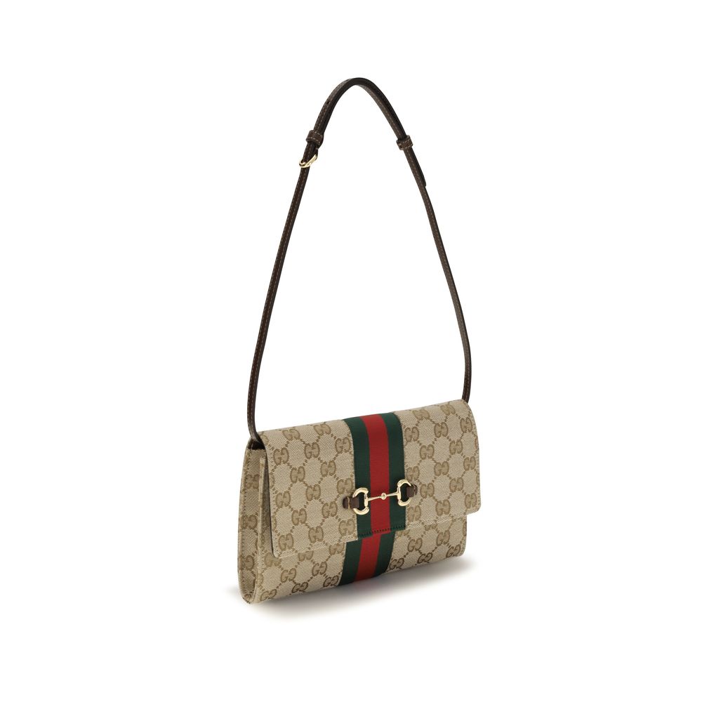 Gucci Brown Fabric Wallet with Shoulder Strap