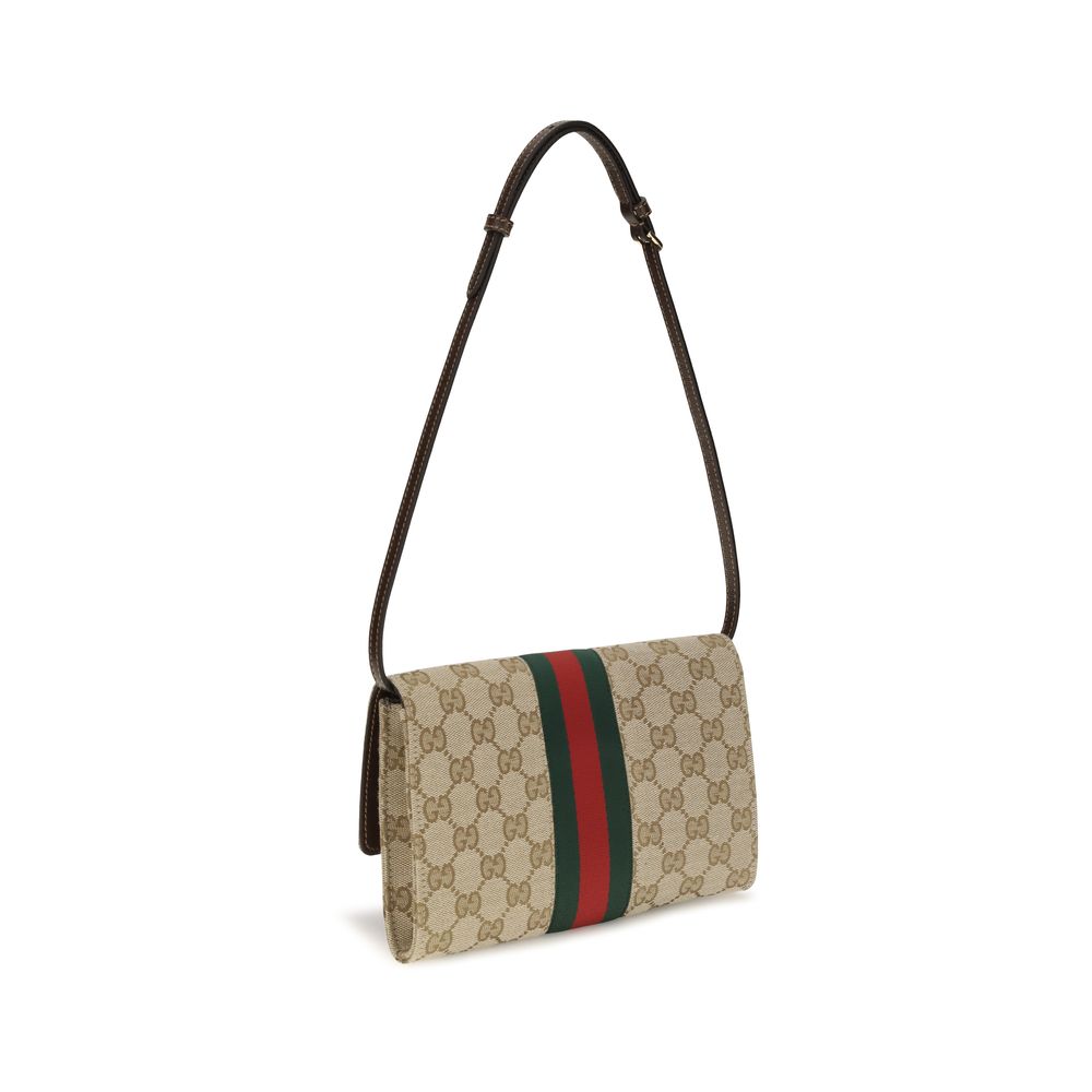 Gucci Brown Fabric Wallet with Shoulder Strap