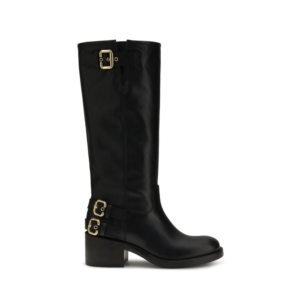 Chloé Black Calf Leather Knee-High Boots
