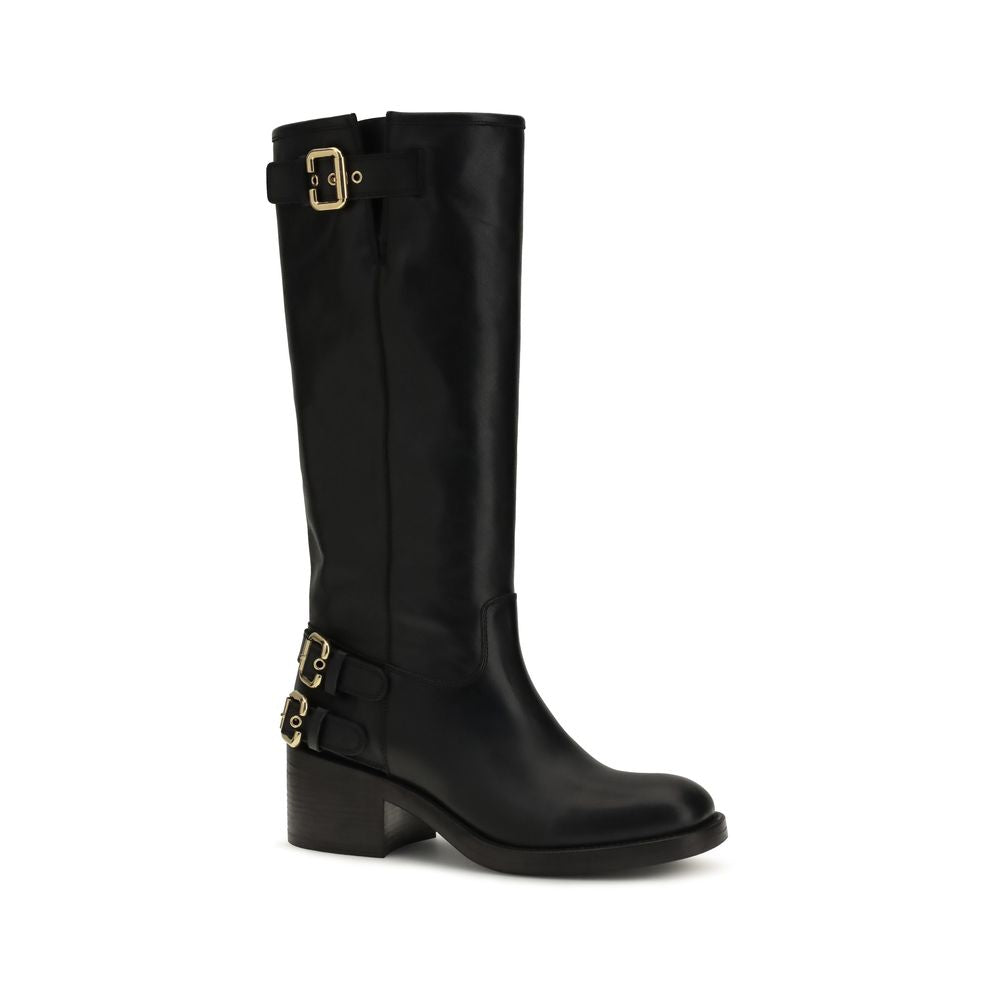 Chloé Black Calf Leather Knee-High Boots