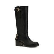 Chloé Black Calf Leather Knee-High Boots