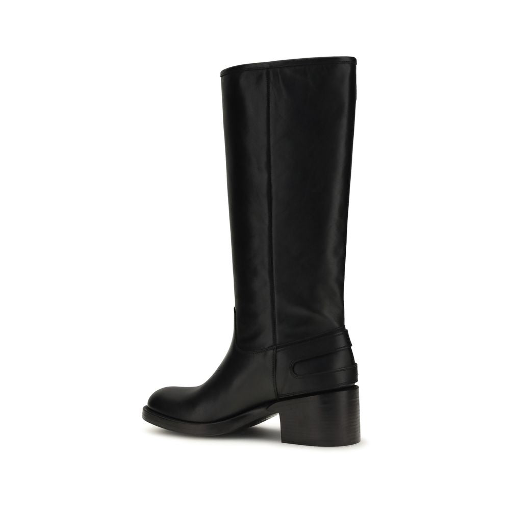 Chloé Black Calf Leather Knee-High Boots