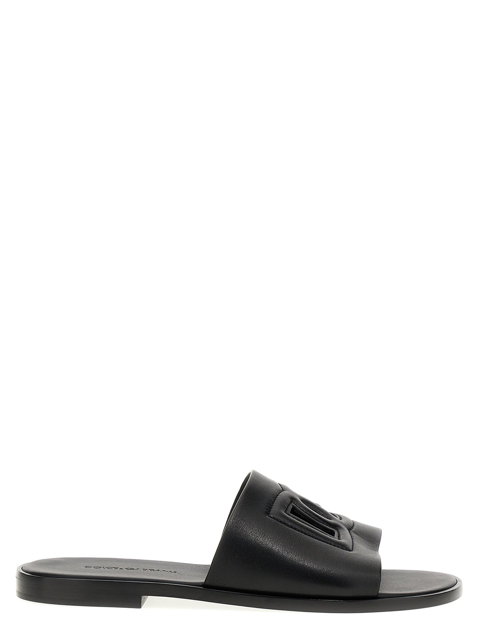 Dolce & Gabbana Black Leather Slides
