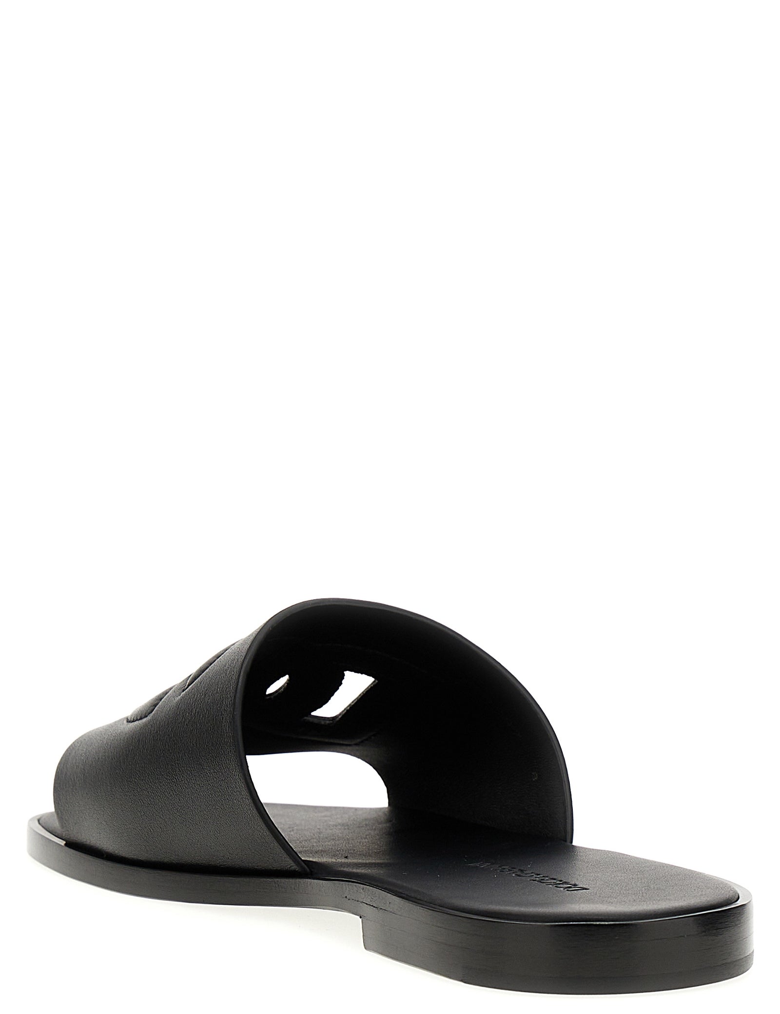 Dolce & Gabbana Black Leather Slides