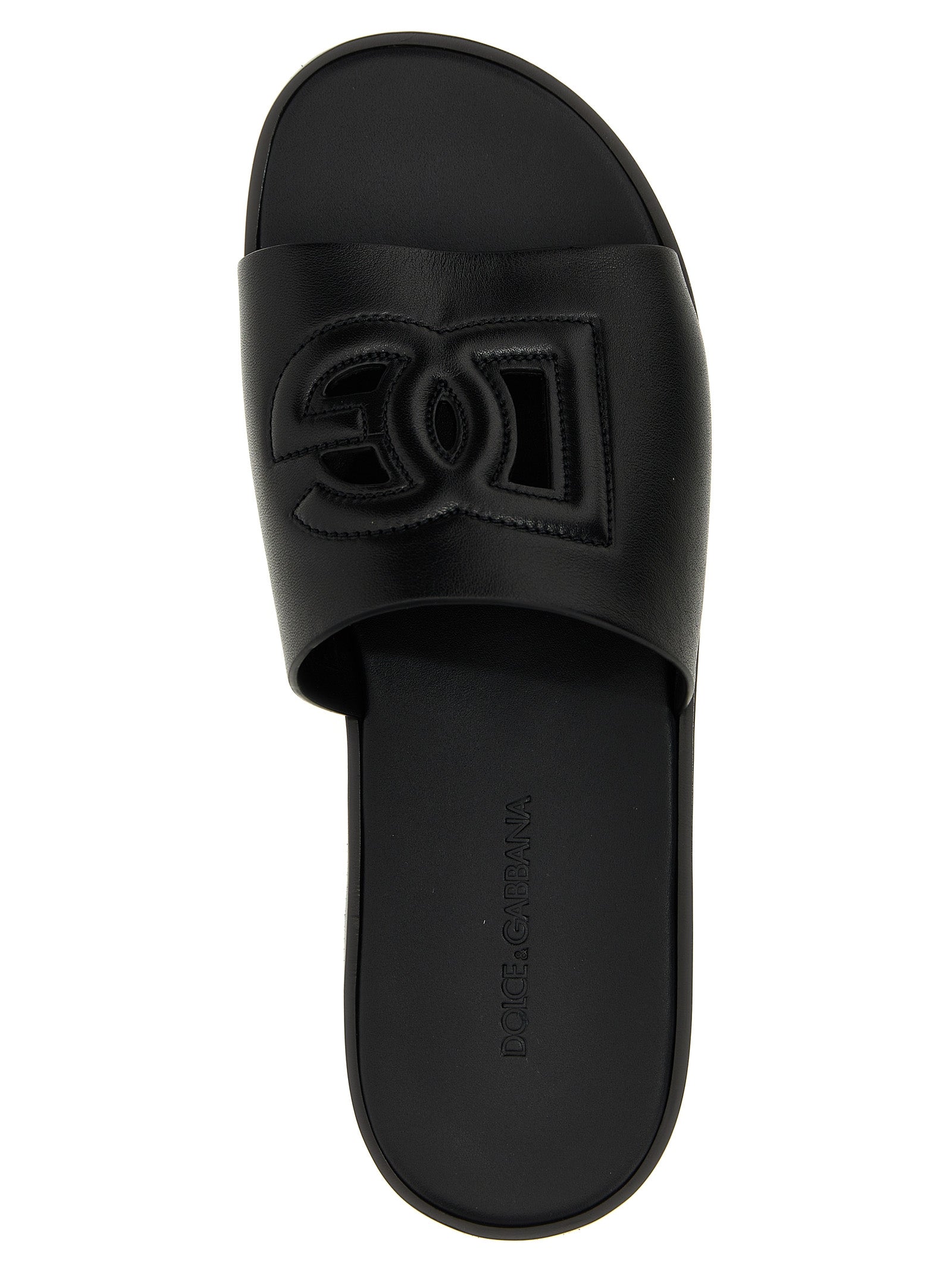 Dolce & Gabbana Black Leather Slides