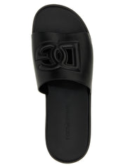 Dolce & Gabbana Black Leather Slides