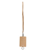 Dolce & Gabbana Beige Calf Leather Lanyard Card Holder Wallet