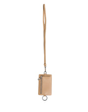 Dolce & Gabbana Beige Calf Leather Lanyard Card Holder Wallet