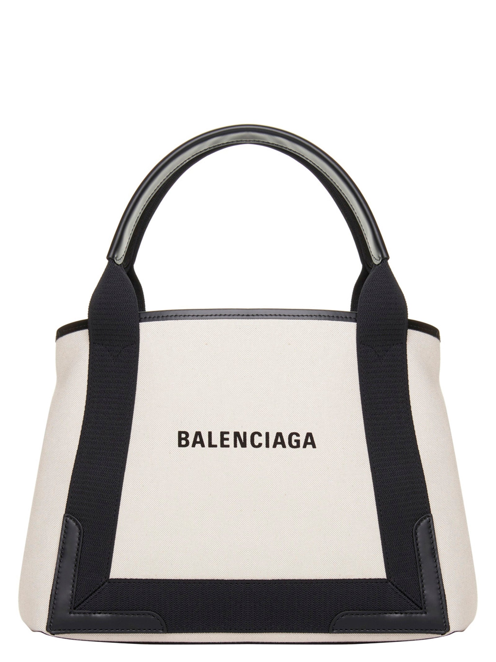Balenciaga White/Black Canvas Small ‘Navy Cabas’ Shopping Bag