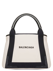 Balenciaga White/Black Canvas Small ‘Navy Cabas’ Shopping Bag