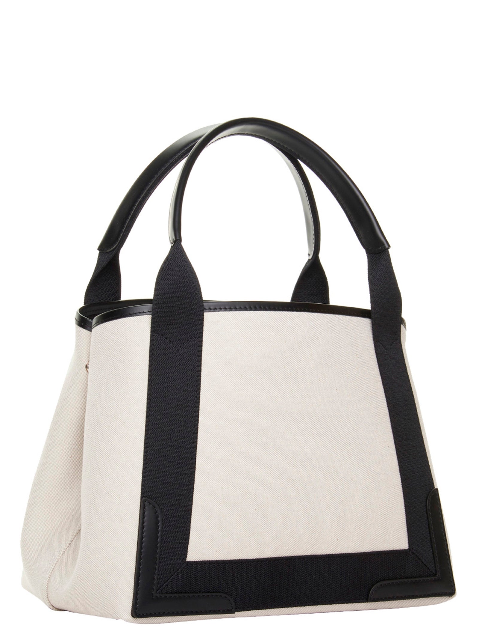 Balenciaga White/Black Canvas Small ‘Navy Cabas’ Shopping Bag