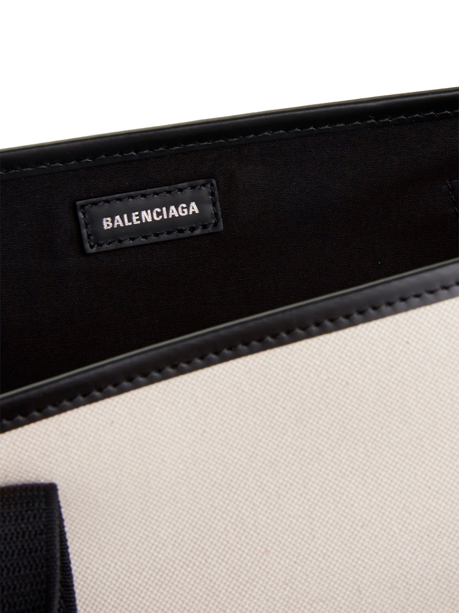 Balenciaga White/Black Canvas Small ‘Navy Cabas’ Shopping Bag