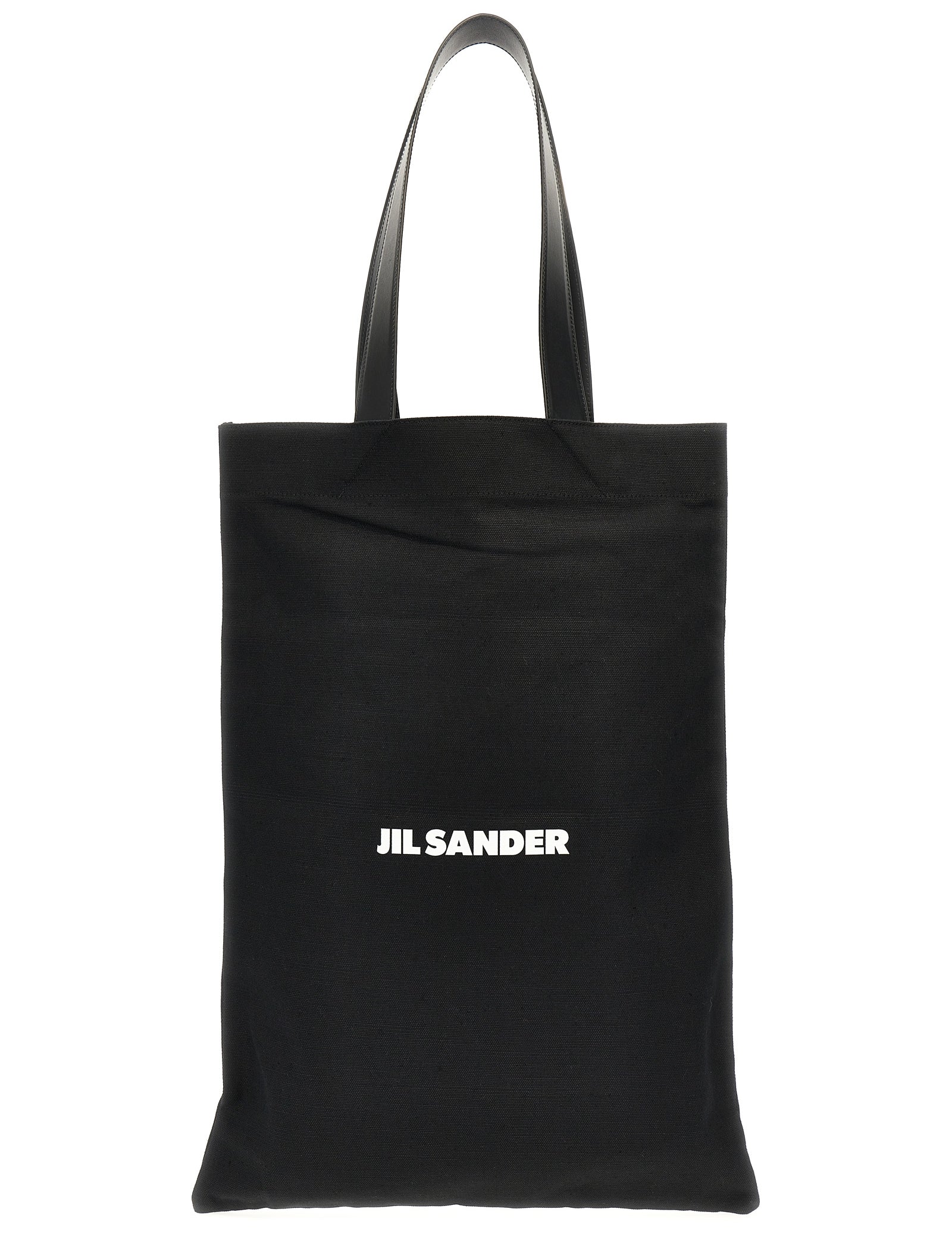 Jil Sander Black Cotton and Linen Tote Bag