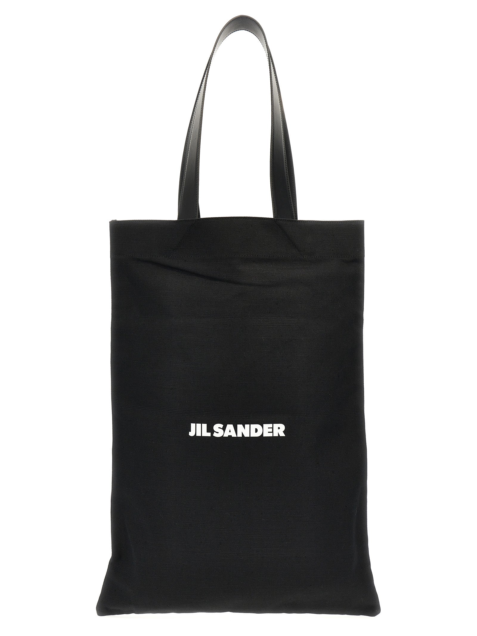 Jil Sander Black Cotton and Linen Tote Bag