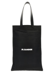 Jil Sander Black Cotton and Linen Tote Bag