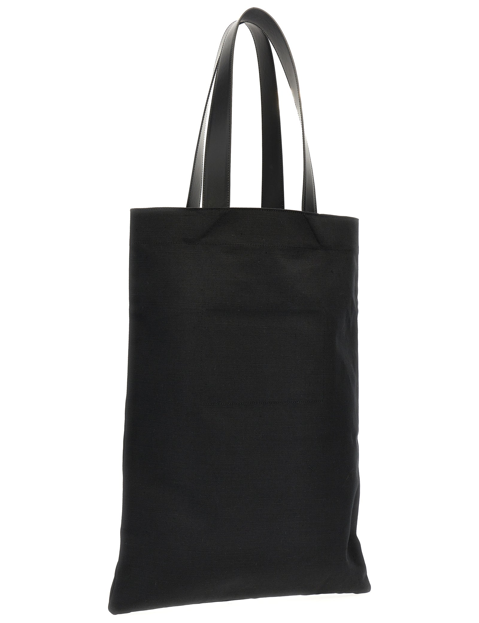 Jil Sander Black Cotton and Linen Tote Bag