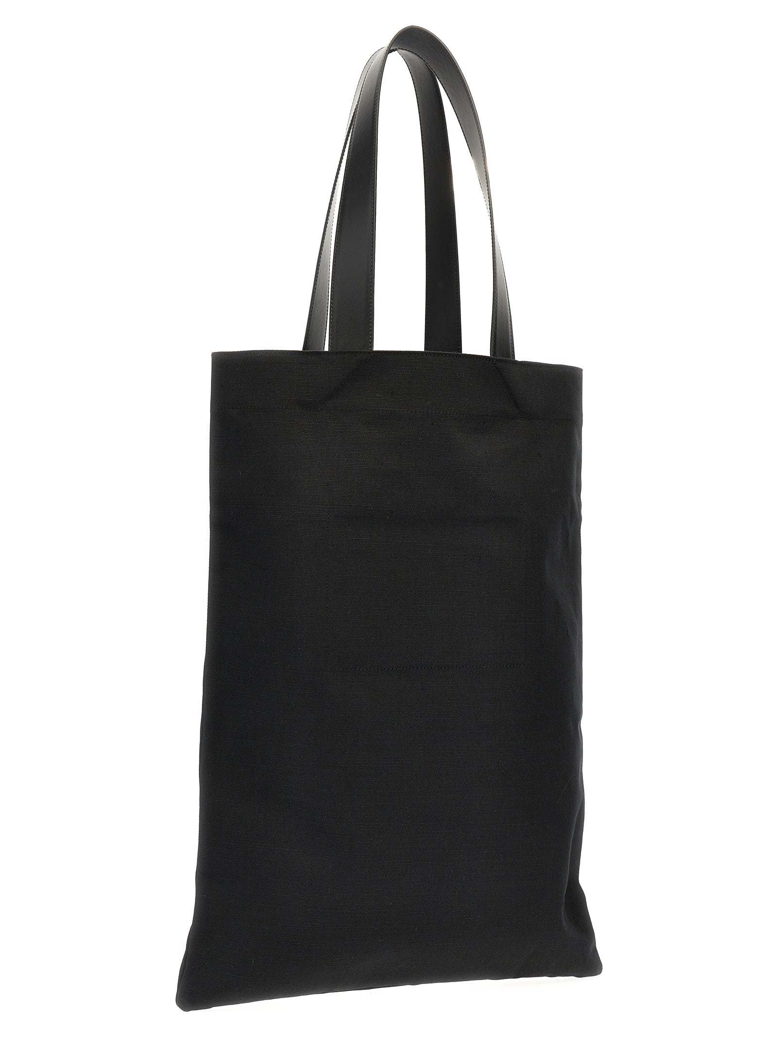 Jil Sander Black Cotton and Linen Tote Bag