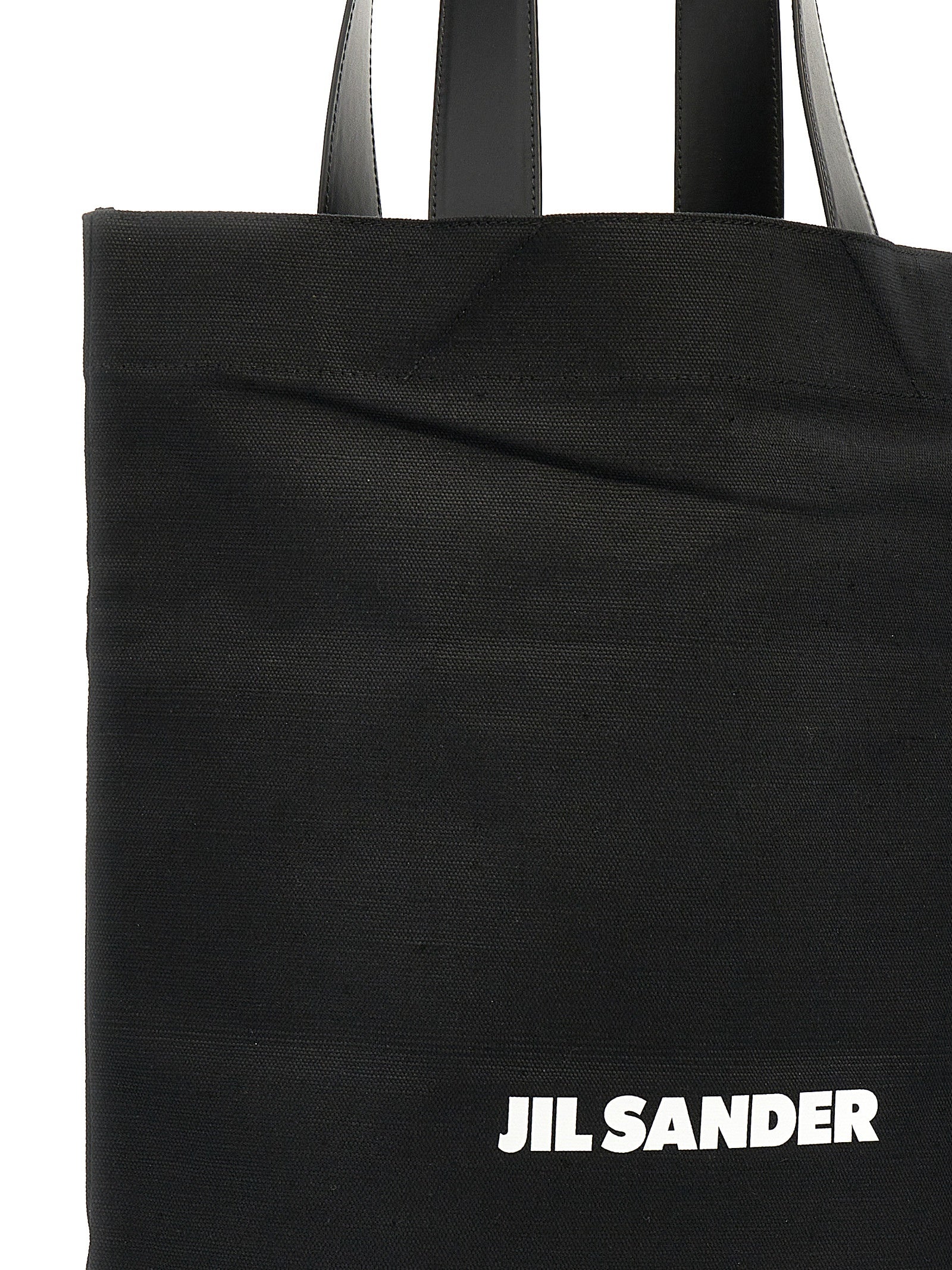 Jil Sander Black Cotton and Linen Tote Bag