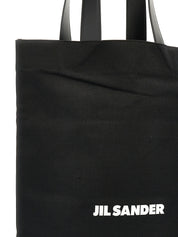 Jil Sander Black Cotton and Linen Tote Bag