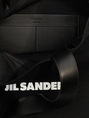 Jil Sander Black Cotton and Linen Tote Bag