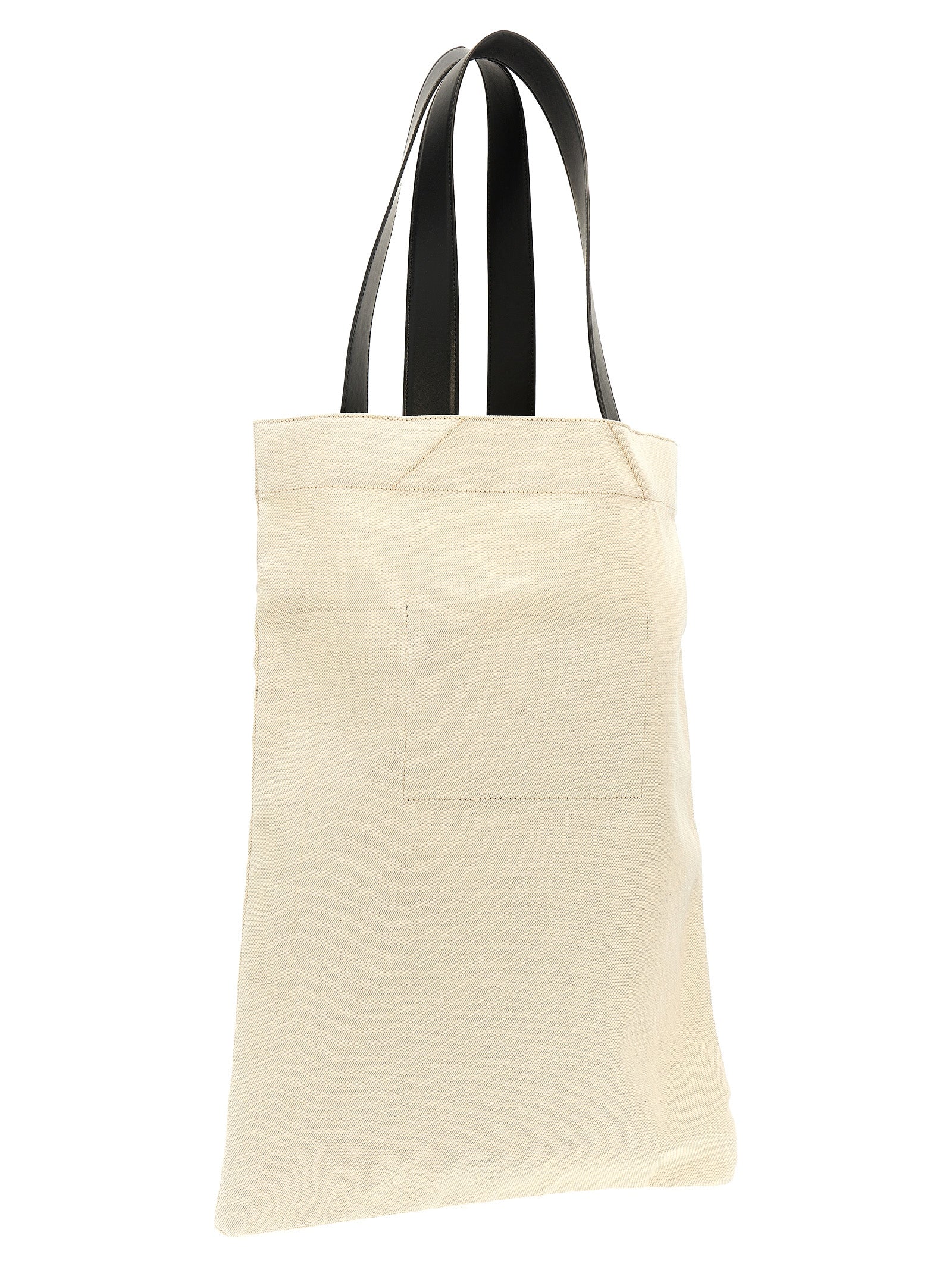 Jil Sander White/Black Cotton Linen Tote Bag