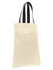 Jil Sander White/Black Cotton Linen Tote Bag