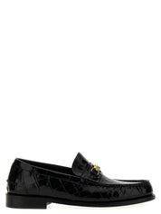 Versace Black Leather Slip-On Loafers