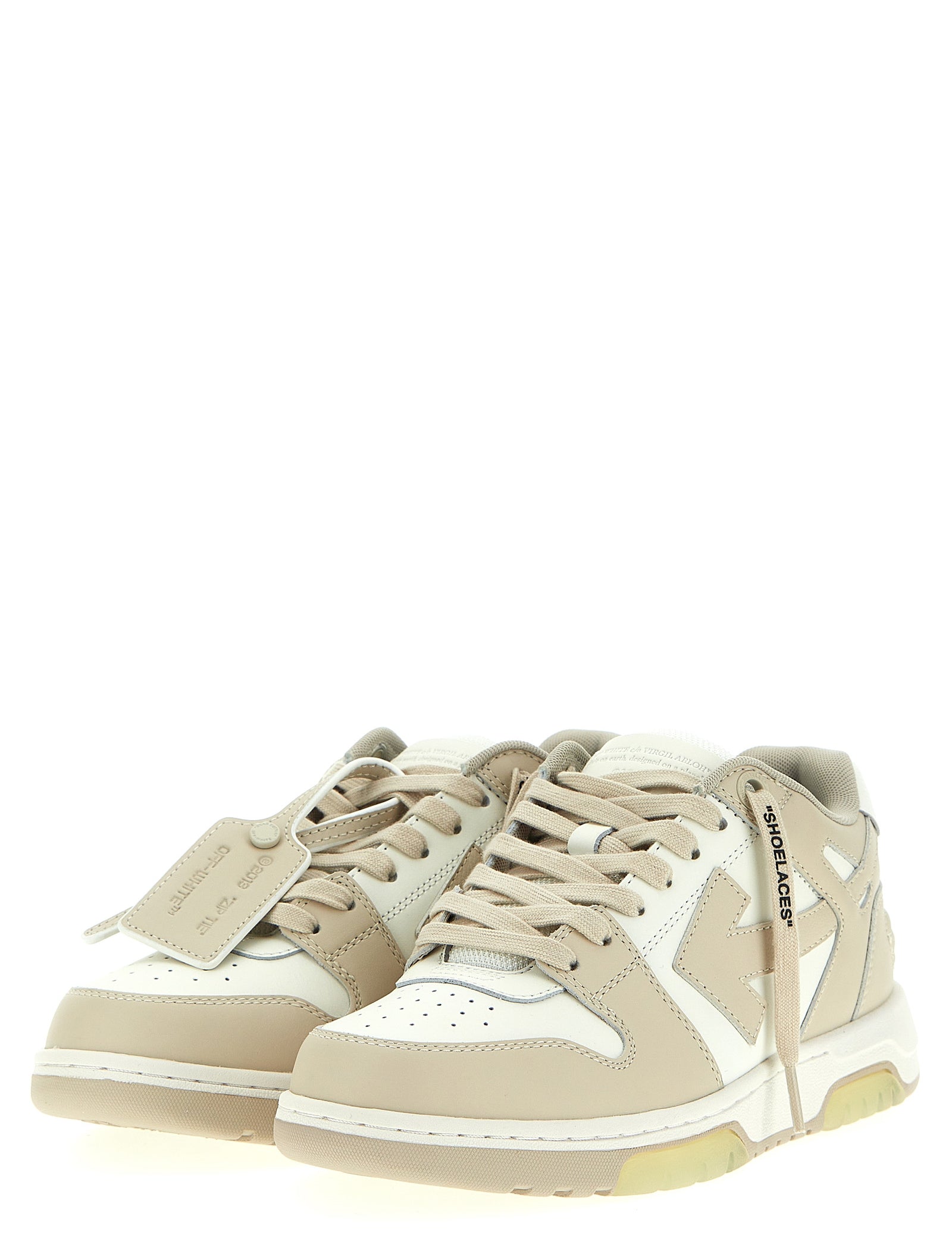 Off-White Beige Calfskin Low Top Sneakers