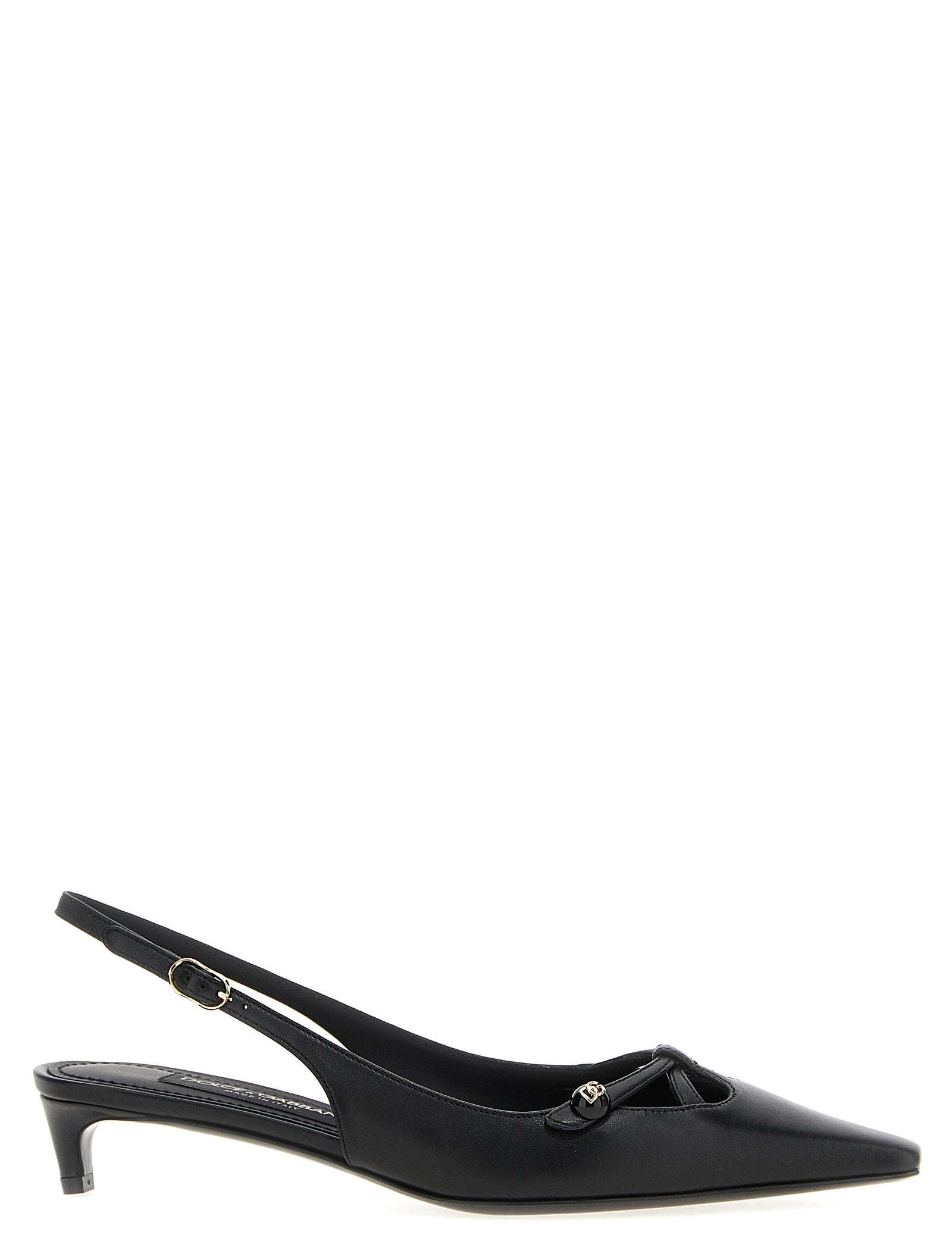 Dolce & Gabbana Black Lamb Leather Mid Heel Pumps