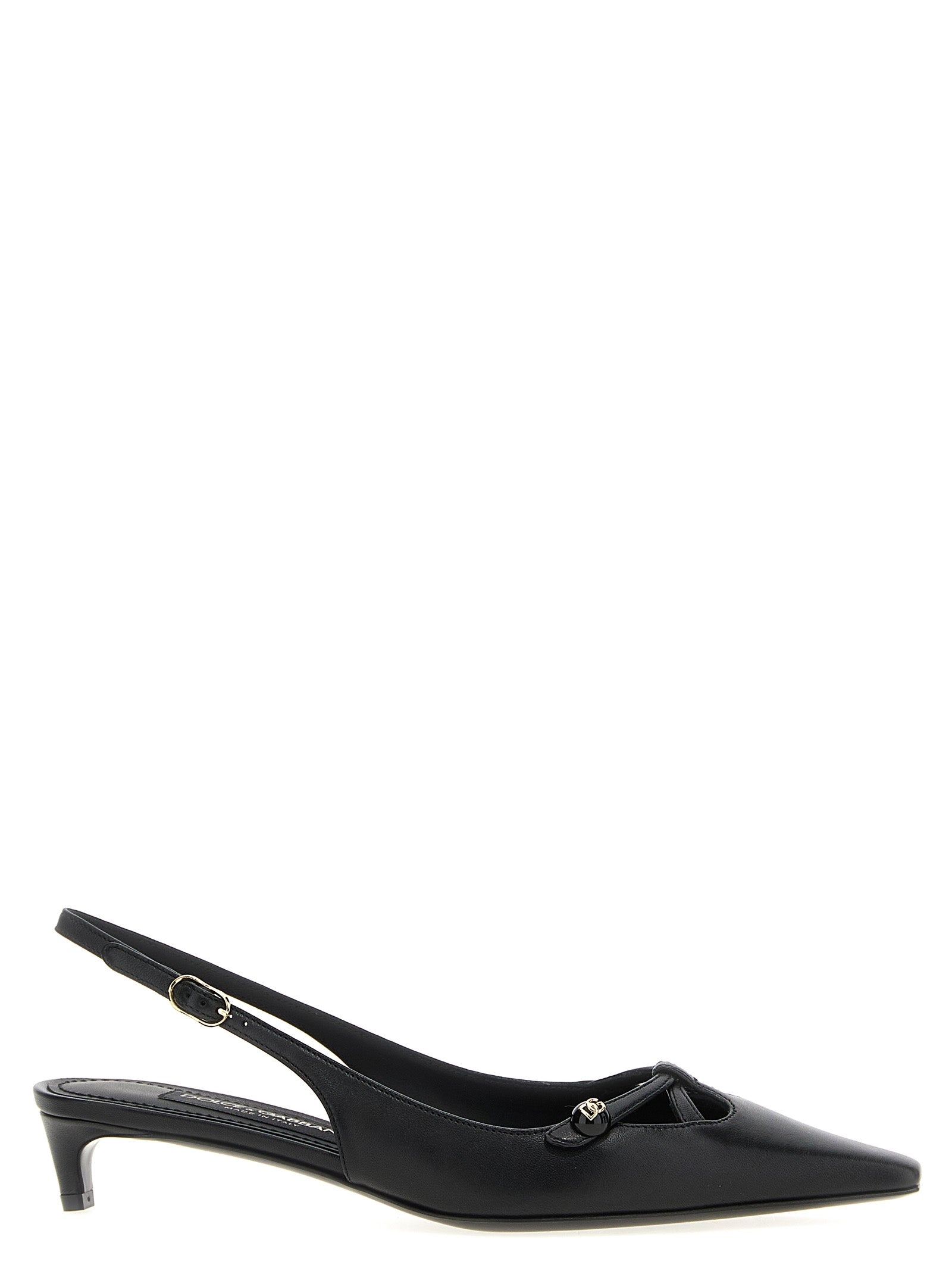 Dolce & Gabbana Black Lamb Leather Mid Heel Pumps