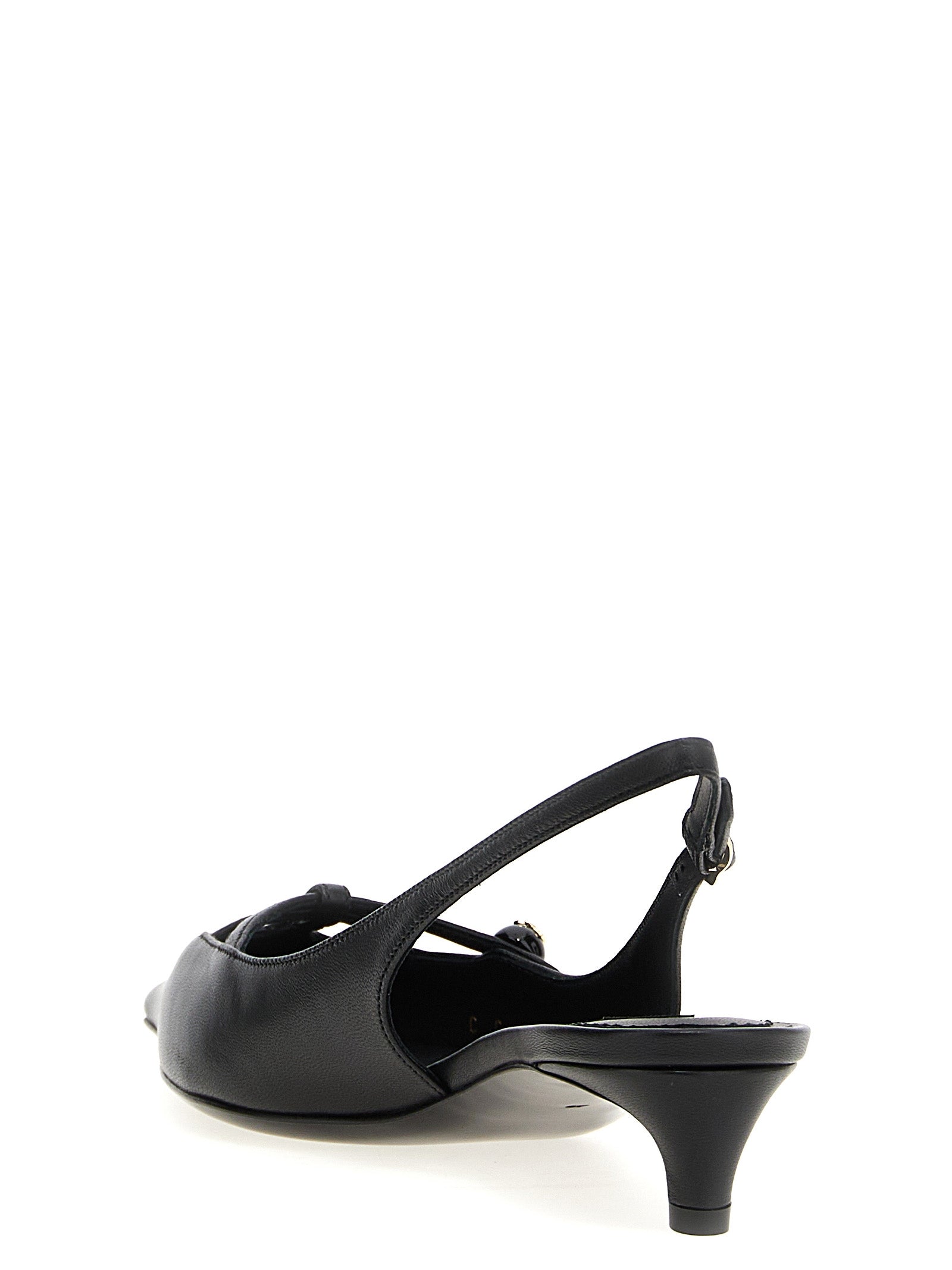 Dolce & Gabbana Black Lamb Leather Mid Heel Pumps