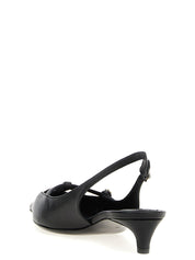 Dolce & Gabbana Black Lamb Leather Mid Heel Pumps
