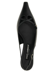 Dolce & Gabbana Black Lamb Leather Mid Heel Pumps