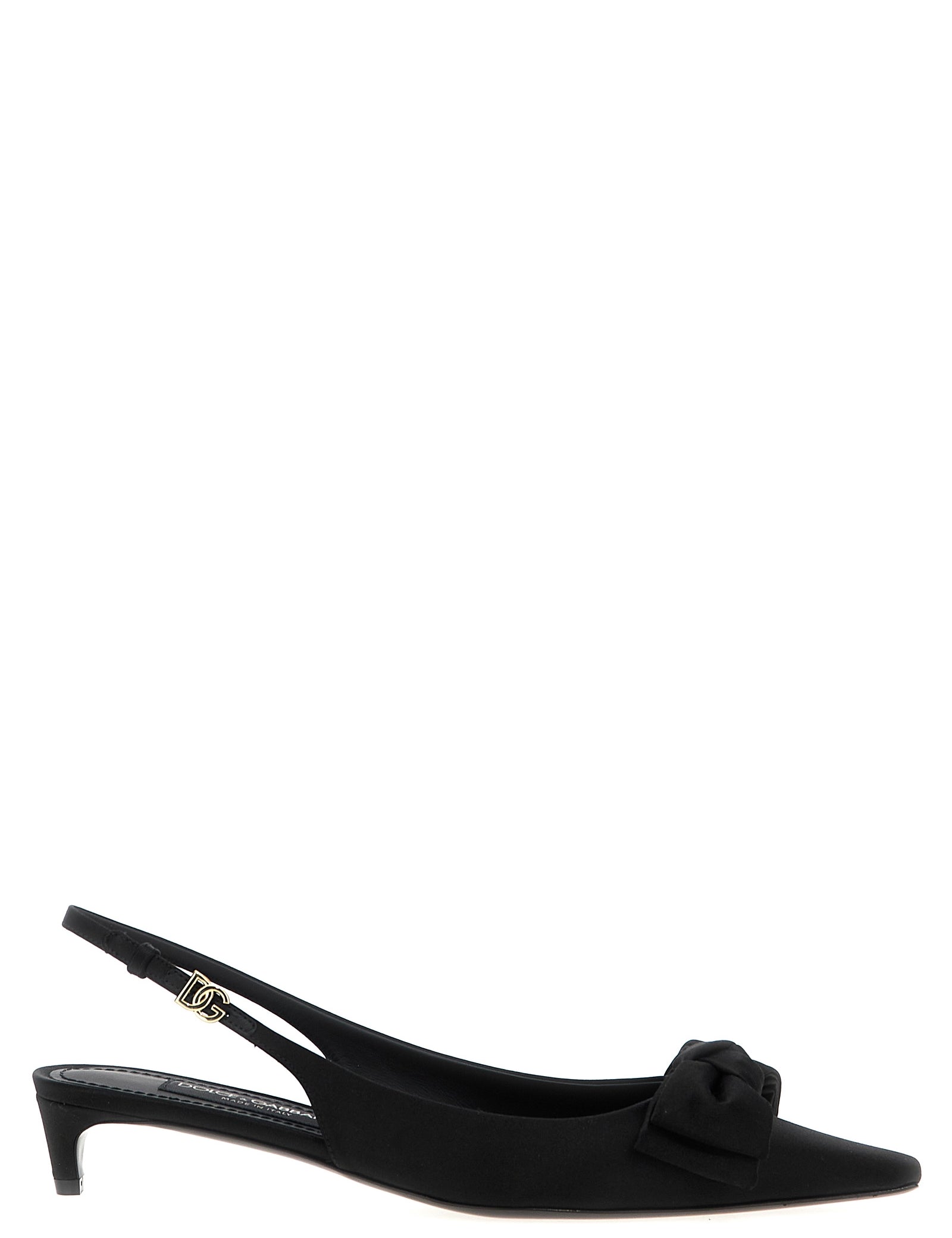 Dolce & Gabbana Black Viscose Mid Heel Pumps