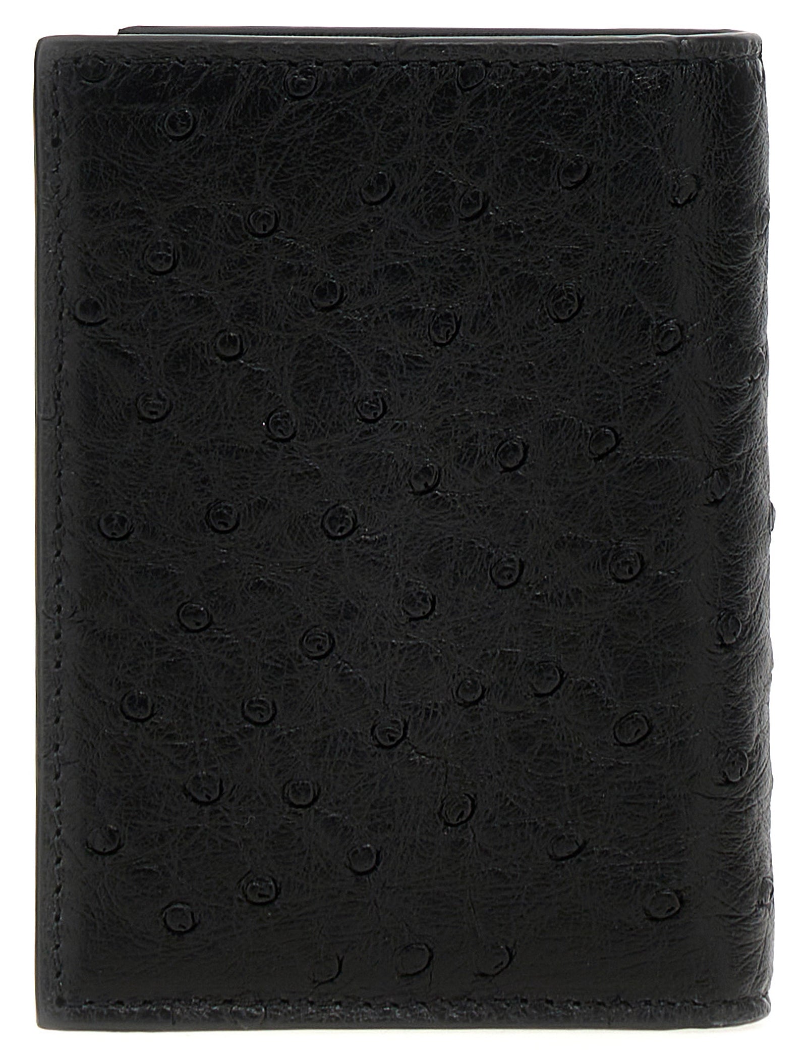 Valentino Garavani Black Ostrich Leather Cardholder