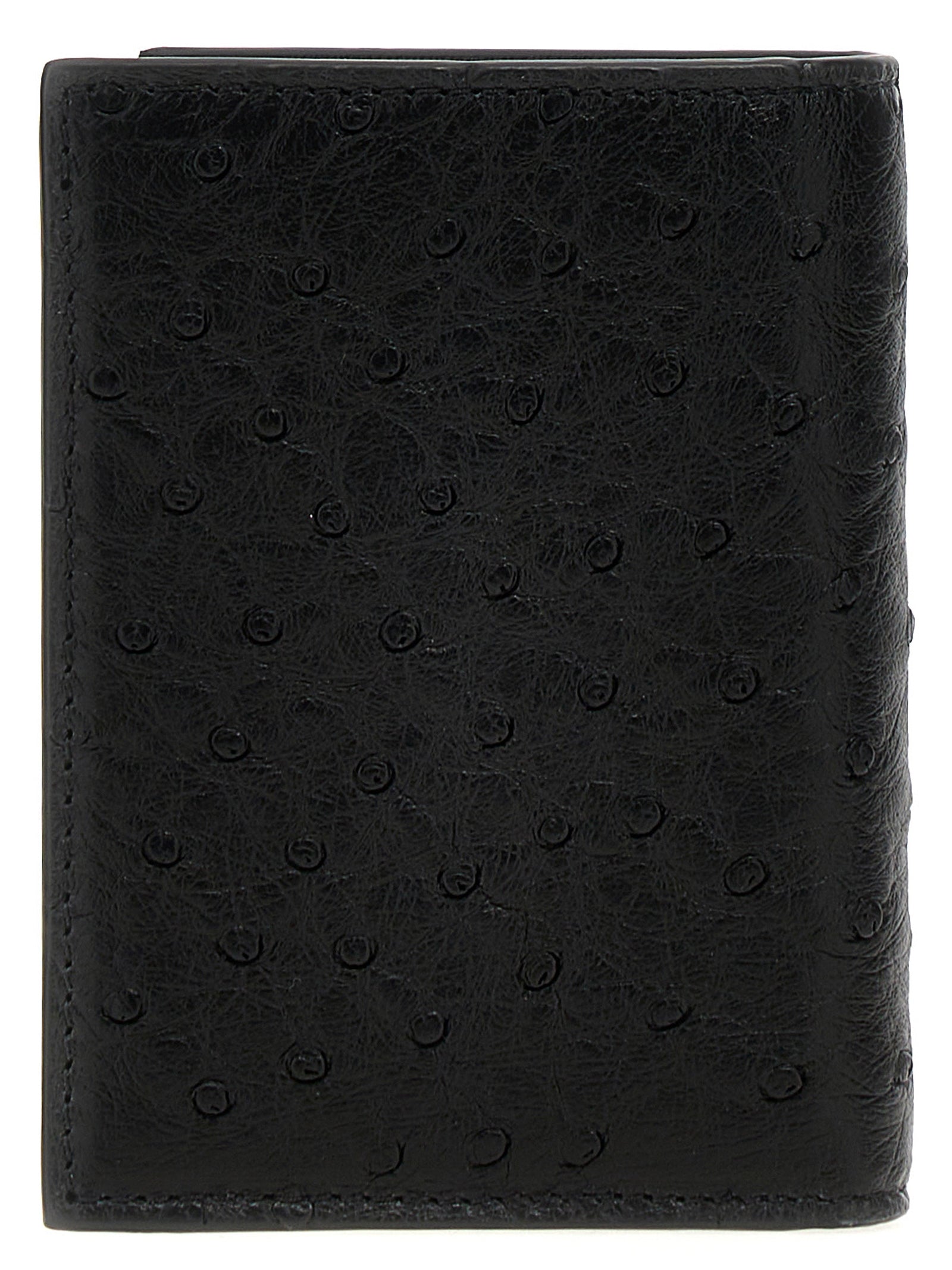 Valentino Garavani Black Ostrich Leather Cardholder