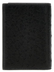 Valentino Garavani Black Ostrich Leather Cardholder