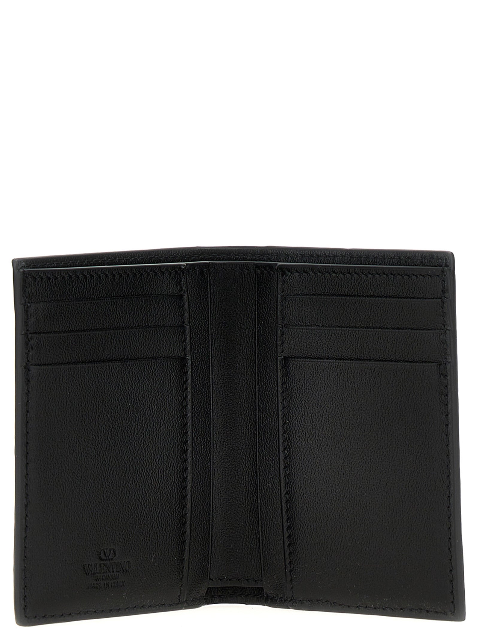 Valentino Garavani Black Ostrich Leather Cardholder